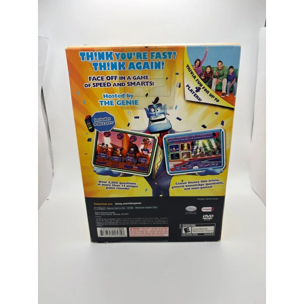 Disney Think Fast PlayStation 2 PS2 Game with 4 Buzzers Trivia Showdown Bundle